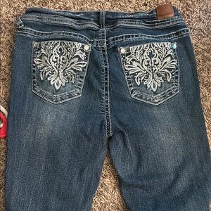 Wallflower Dark Blue Embroidered Boot Cut Jeans
